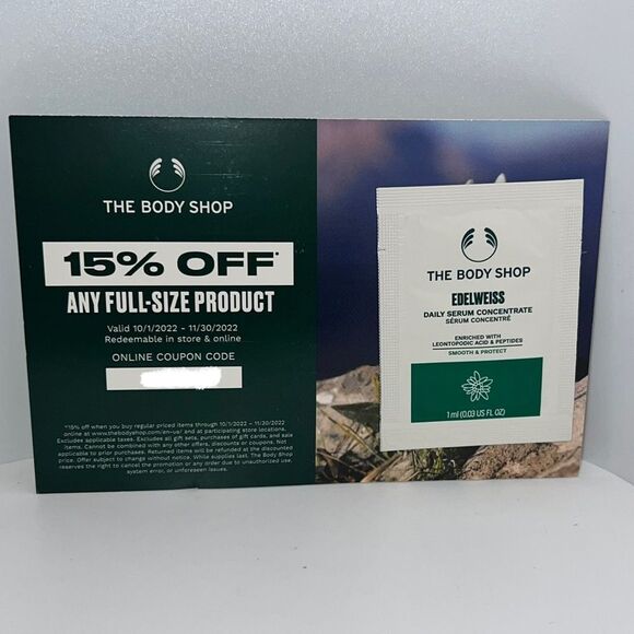 Free 🌺 THE BODY SHOP ~ Edelweiss Intense ~ Smoothing Day Cream ~ Single Sample - Picture 1 of 3